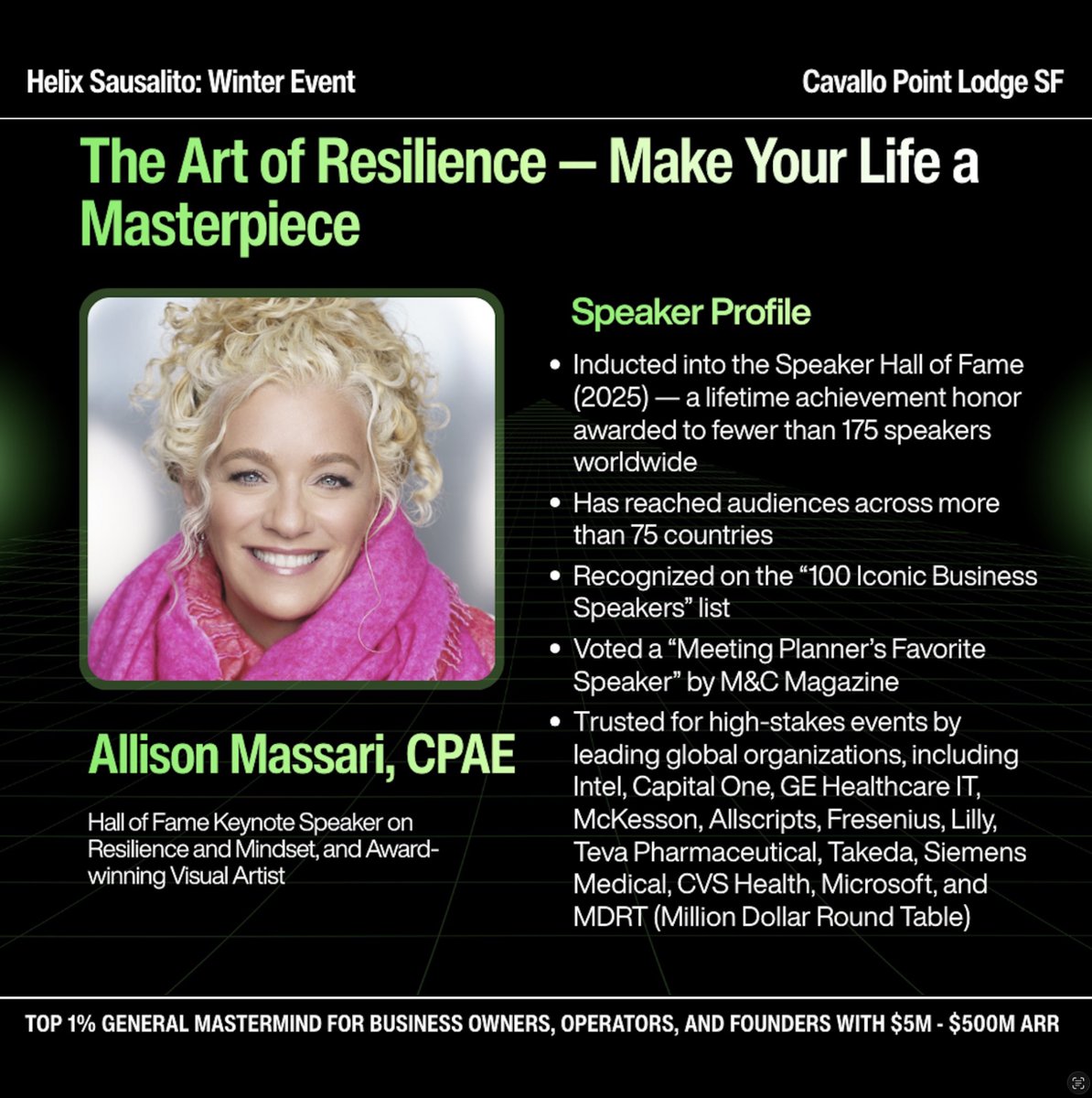 Some rooms change you.

These  past few days, I had the privilege of speaking at the most thoughtfully  curated CEO mastermind I’ve experienced — The Helix Mastermind event.

This  was a three-day experience exquisitely curated by the great Blair LaCorte. Blair, you are so rare.