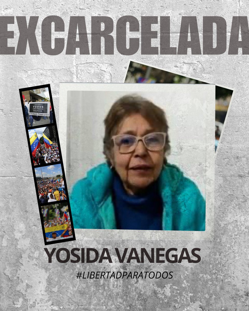 RHelicoide's tweet image. #URGENTE | Hasta el momento podemos confirmar la excarcelación de la presa política:   

Yosida Vanegas.

Las excarcelaciones parciales no son un favor. Son una obligación del Estado frente a crímenes que nunca debieron ocurrir.  

Es importante recalcar que en Venezuela la cifra…