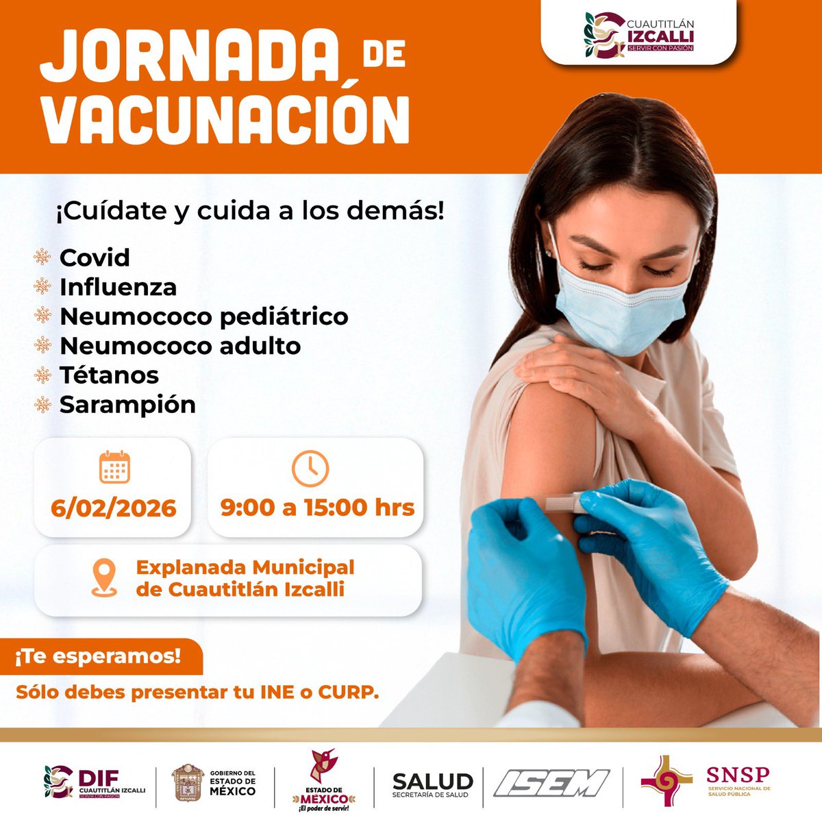 GobIzcalli's tweet image. Este 6 de febrero acude a la Explanada Municipal y protégete.😉🙌🏼

🕘 9:00 a 15:00 h
🪪 INE o CURP

La prevención es una responsabilidad compartida. 🤍

¡Te esperamos!

#ServirConPasión #GobiernoCercano