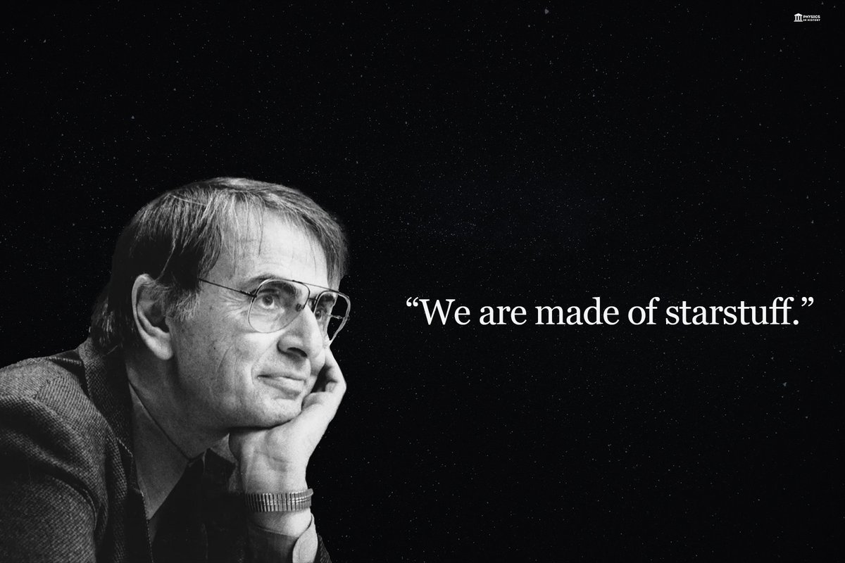 The nitrogen in our DNA, the calcium in our teeth, the iron in our blood, the carbon in our apple pies were made in the interiors of collapsing stars. We are made of starstuff.

- Dr. Carl Sagan