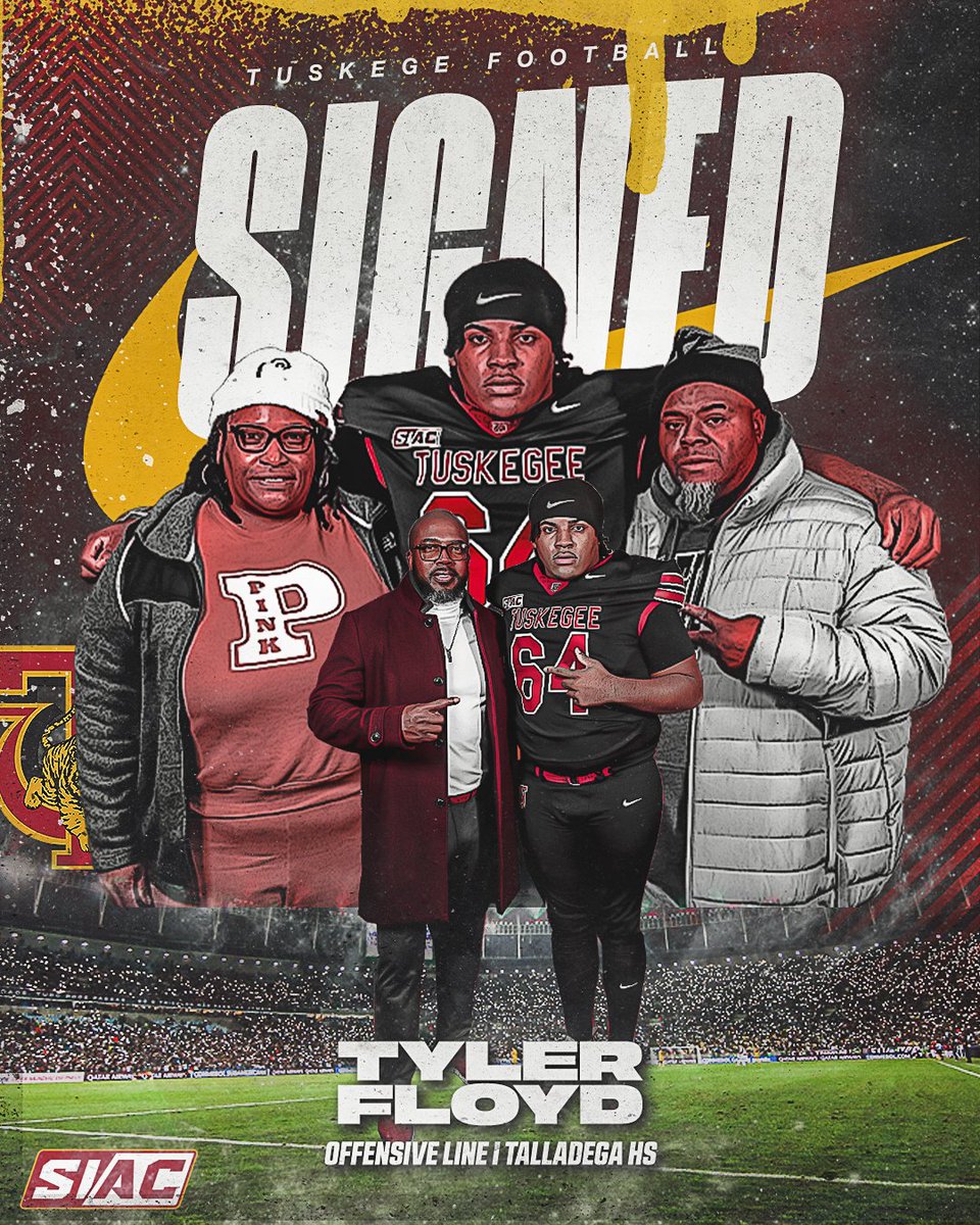 SkegeeFootball's tweet photo. 🖊️ SIGNED. SEALED. SKEGEE. 🐅🏈

Welcome to Tuskegee, Tyler Floyd!

#SkegeeFB l #NSD26 l #GoldenTigers  l #SIAC https://t.co/GXygFmuAZB