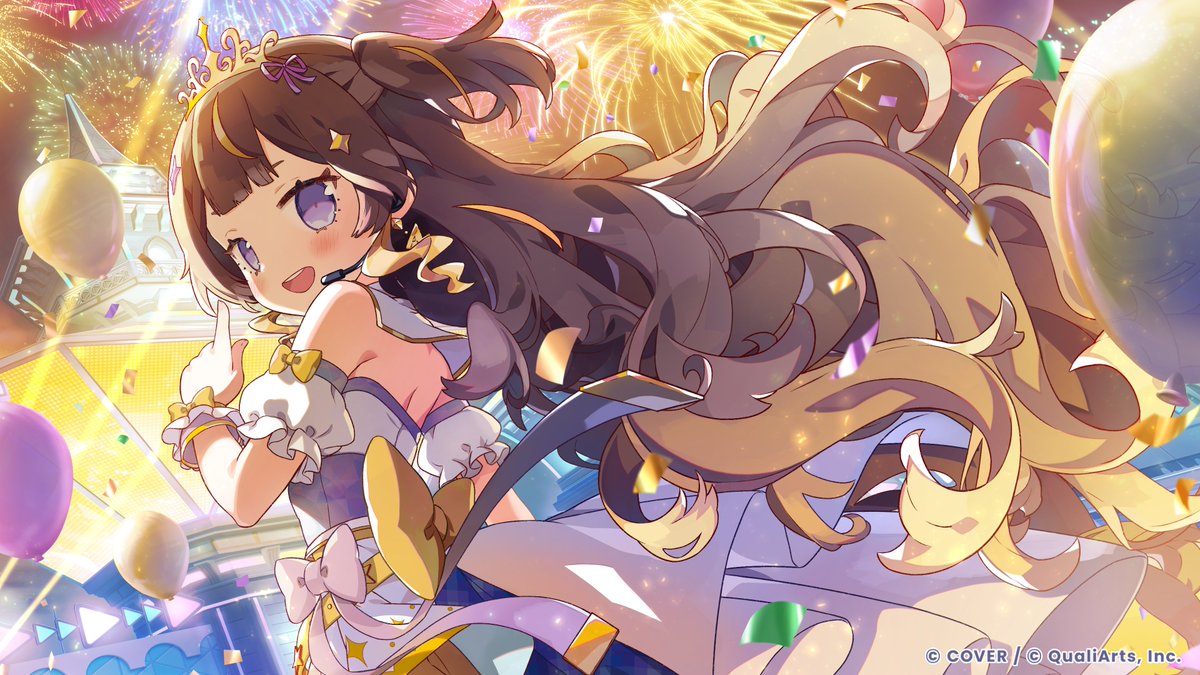 ◥◣ First Card Illustration Reveal #2  🎉◢◤

Introducing the illustration of <a href="/anyamelfissa/">Anya Melfissa(アーニャ)🍂@ホロライブID | 新曲「CHRONIC」リリース！</a> from ID Gen 2🍂
This illustration features her shining on stage in her game original live outfit

Card illustrations of other talents will be revealed soon🙌
Be sure to check it out✨