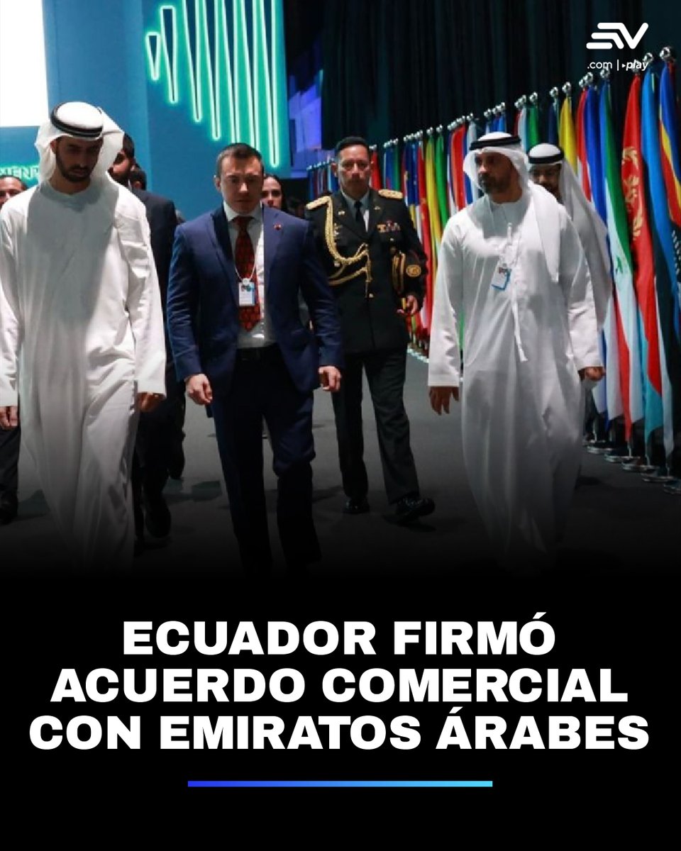 EcuavisaInforma's tweet photo. #VIDEO | 📌 🤝 #Ecuador 🇪🇨 firmó acuerdo comercial con Emiratos Árabes Unidos 🇦🇪. El objetivo es que el 96 % de los productos nacionales ingresen a ese país con 0 % de arancel. ▶️ https://t.co/uGW29mqUVt https://t.co/y0lfzJZr6n