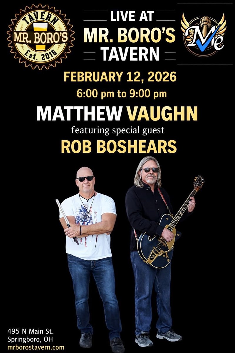 MatthewVaughnE's tweet photo. I debut at Mr. Boro’s Thursday February 12th. For those that are local, come see us. 
#acoustic #cover #localmusic https://t.co/mTemb2TTFh