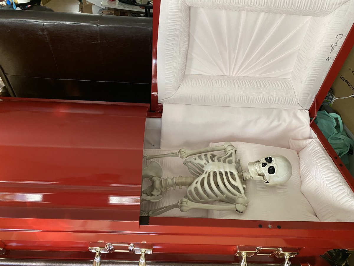 DioMotley's tweet photo. So the fun part about doing my work, is sometimes you get fun souvenirs. Like this casket from Grave Conversations signed by one of my favorite actors that now lives in my “living” room https://t.co/GG5M3fe7eF