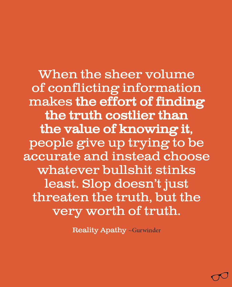 Is this why people don't vote? Is it worth it to find the information when the algorithms and searches curates responses rather than being objective?

Where do we find the truth? 

gurwinder.blog/p/26-useful-co…