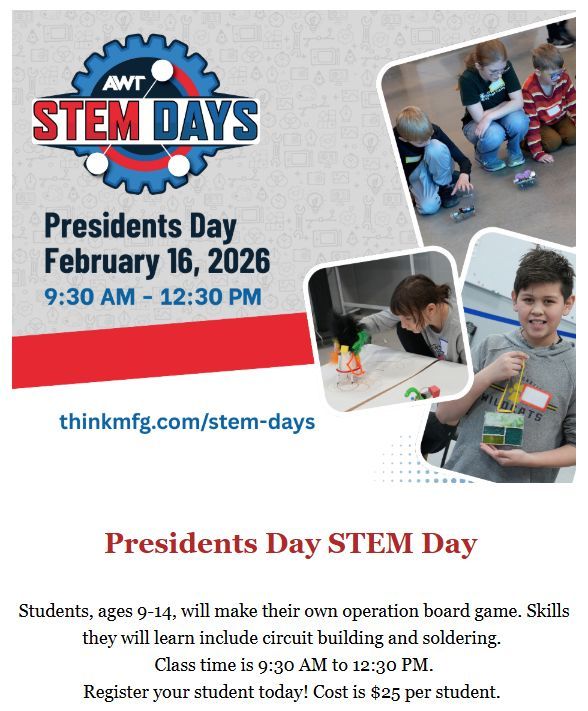 Use this link to register for this awesome "day off" STEM event: members.thinkmfg.com/ap/Events/Regi…