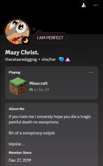 ratsaredigging's tweet image. DOES THIS BIO VIOLATE DISCORD'S TERMS OF SERVICE???  #DISCORD