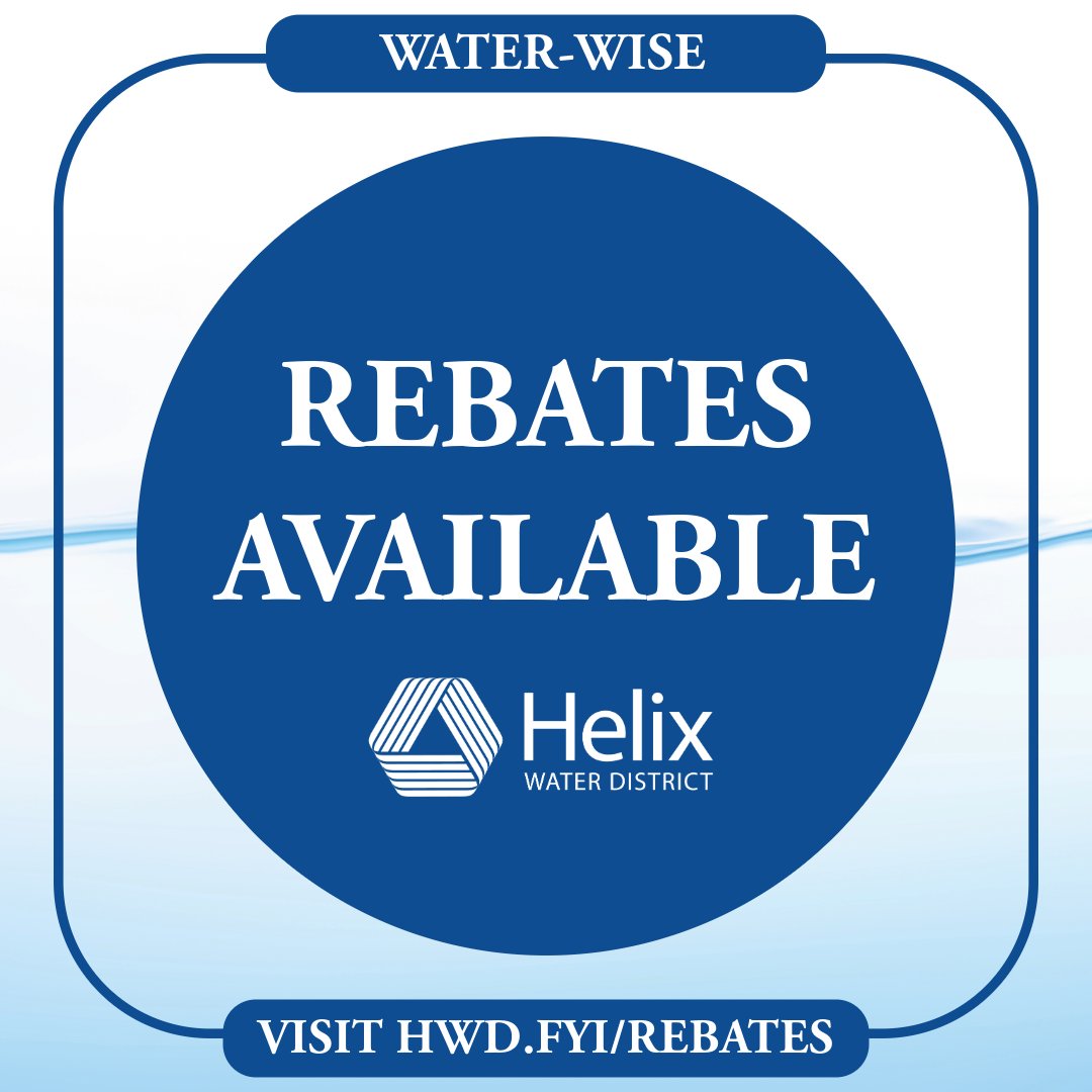 Did you know that we offer rebates that can help you #bewaterwise? Head over to hwd.fyi/rebates to check out our current offerings!

#helixwaterdistrict #waterise #rebates