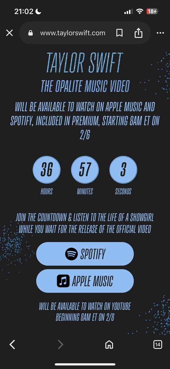 🚨 Following Billboard new rules, the “Opalite” music vídeo will be released first at Spotify and Apple Music before YouTube. 

All views will count for Hot 100 Chart.