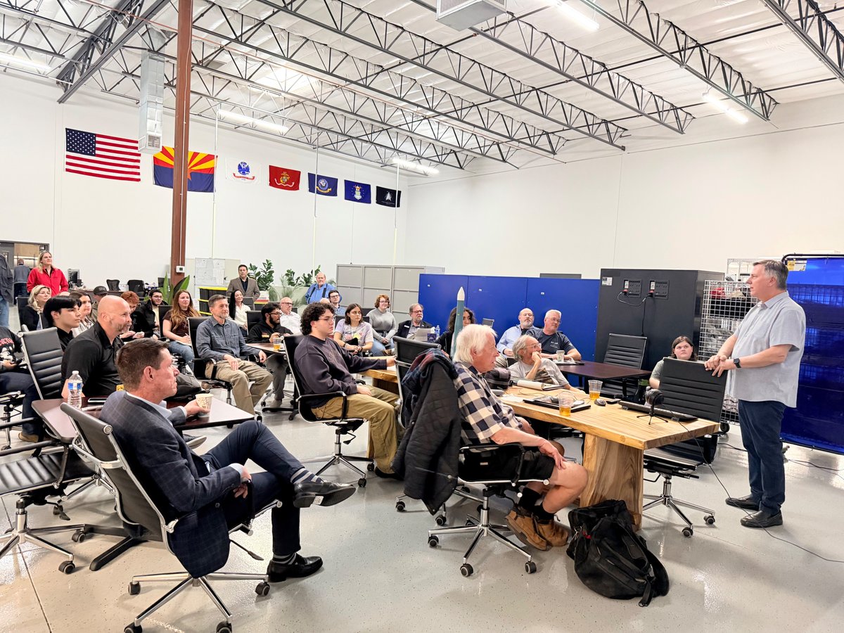 jamesncantrell's tweet photo. It was a pleasure hosting the Arizona Space Roundtable last night, run by @StephenFleming .  I spoke about space data centers and Phantom Cloud, its ten-year development history, and why it is running in different circles than the prevailing space data center discussion. https://t.co/MxPKycHYTH