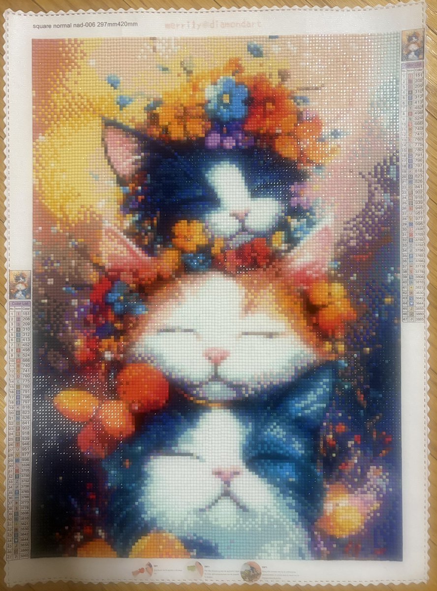 pomkey212's tweet photo. ちょっと前に完成してた🐱🐱🐱❤️
次は初100色に挑戦✨

 #ダイヤモンドアート
 #merrily
 #メリリー https://t.co/Q7zxUhBVqv
