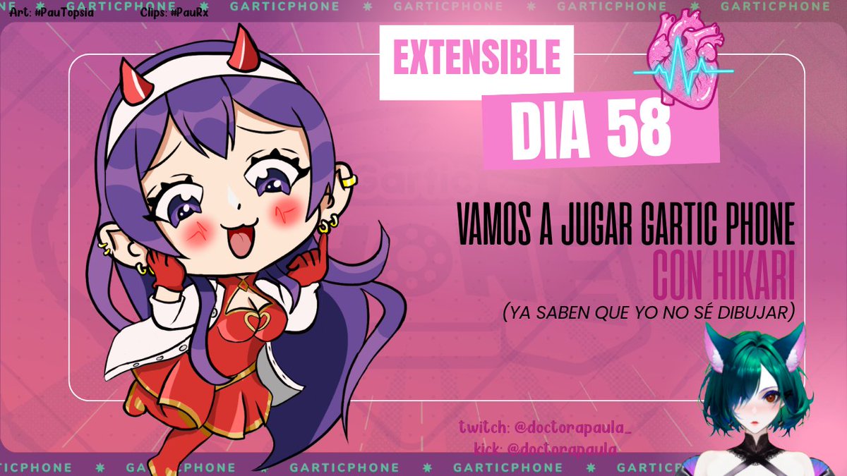 🌷 Día 58 del extensible ˚₊·—̳͟͞͞♡

Ven a jugar Gartic Phone ya mismo con <a href="/Wolf__Hikari/">Hikari</a> y conmigooo (yo pasando pena en el dibujo)💫

🌸 twitch / doctorapaula_
🌸 kick / doctorapaula

── .✦ Enlaces en el primer comentario

🎨 Fan art <a href="/vo1ecram/">volecram🎩🪽</a>