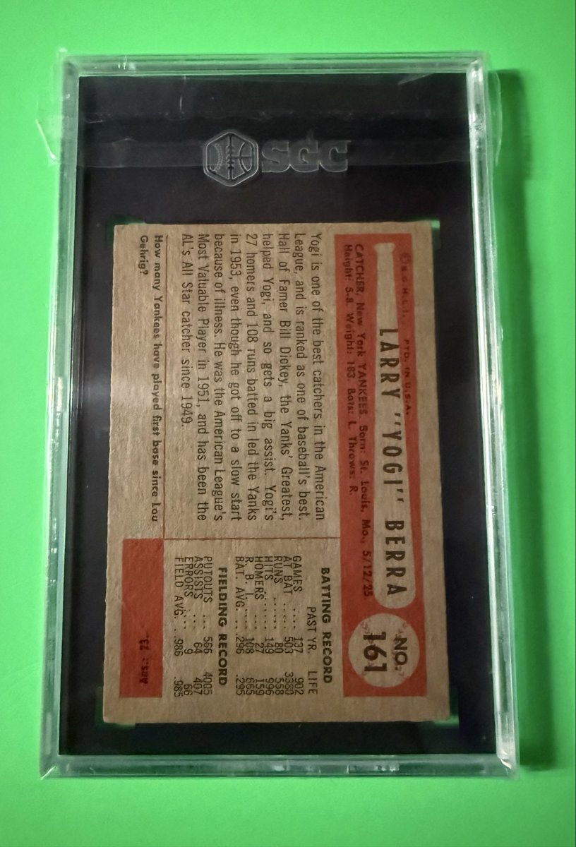 <a href="/CardsStory/">Cards With A Story</a> 1954 Bowman Yogi SGC 2.5 $110 bmwt included.