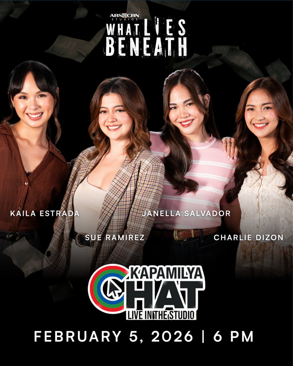 Sumama sa chikahan at kulitan mamayang 6PM sa Kapamilya Chat kasama sina Janella Salvador, Sue Ramirez, Kaila Estrada, at Charlie Dizon!

📺 #WhatLiesBeneath gabi-gabi, 9:30PM sa Kapamilya Channel sa ALLTV2 at sa iWant. Mapapanood din sa A2Z, Kapamilya Online Live, TFC at Netflix