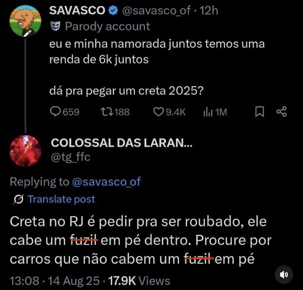 MatInvest1's tweet image. Não ter carro que caiba fuzil em pé ✍️