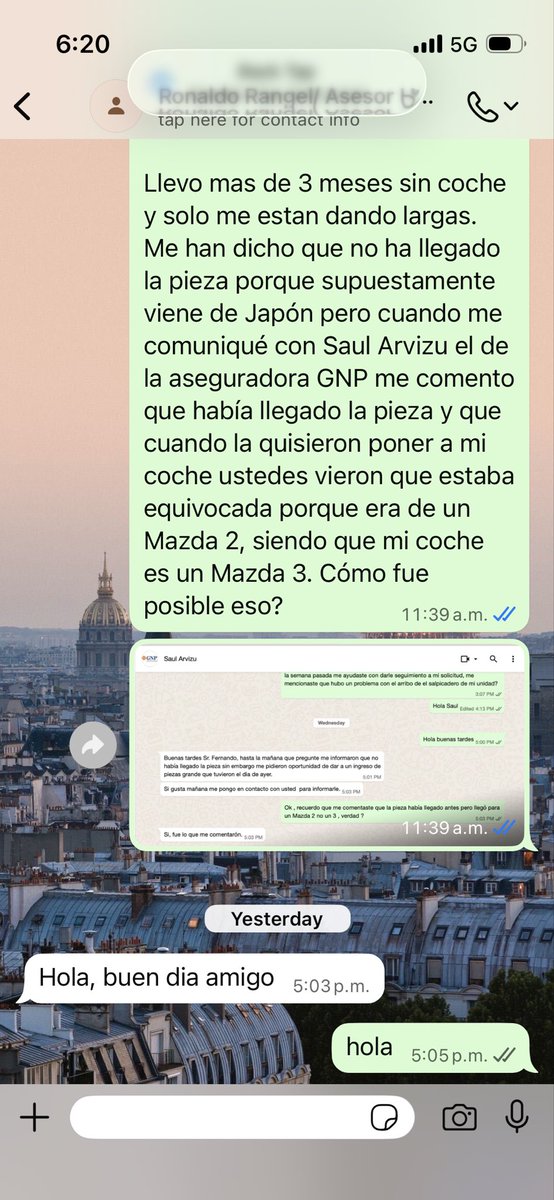 elGatolin's tweet photo. @MazdaOficial @GNPSeguros por cierto,  al dia de hoy ni el Centro de Colisiones de Mazda Guadalajara ni la aseguradora GNP siguen contestar en WhatsApp a lo que les pregunto @cuartodemillamx para acabarla @Profeco  tiene sus asesores ocupados para levantar una queja https://t.co/4Uur4lWIxX