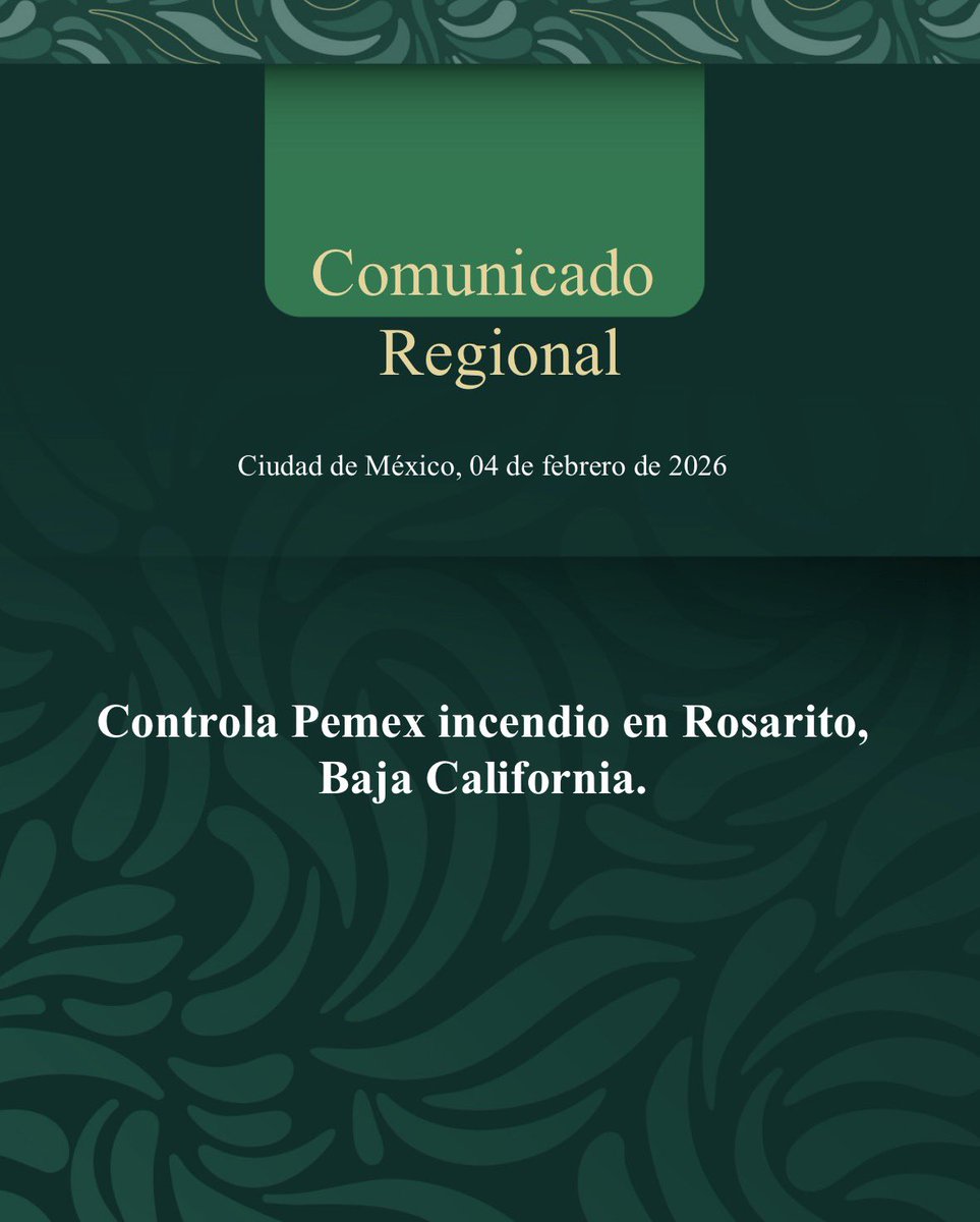 📍Controla Pemex incendio en Rosarito, Baja California.

Comunicado regional: 
pemex.com/saladeprensa/b…