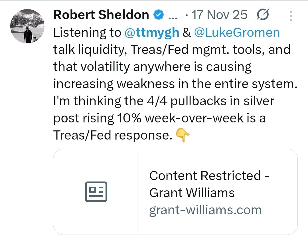 R_Sheldon's tweet image. And the tell was attempting to constrain silver at &amp;lt;10% week-over-week moves .. that has tipped it all over. It is a brave new world folks.

"Precious metals seem to have touched off a VAR shock that now risks rippling into cross asset vol" 
-@PauloMacro
