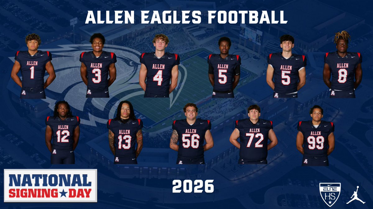 alleneaglesfb's tweet photo. Congratulations to all our 2026 signees on committing early &amp; today on National Signing Day!

Signed and sealed. 🅰️🆙✍🏼🔒

#BTB | #RecruitTheA | @usnikefootball https://t.co/YZAPoVllgs