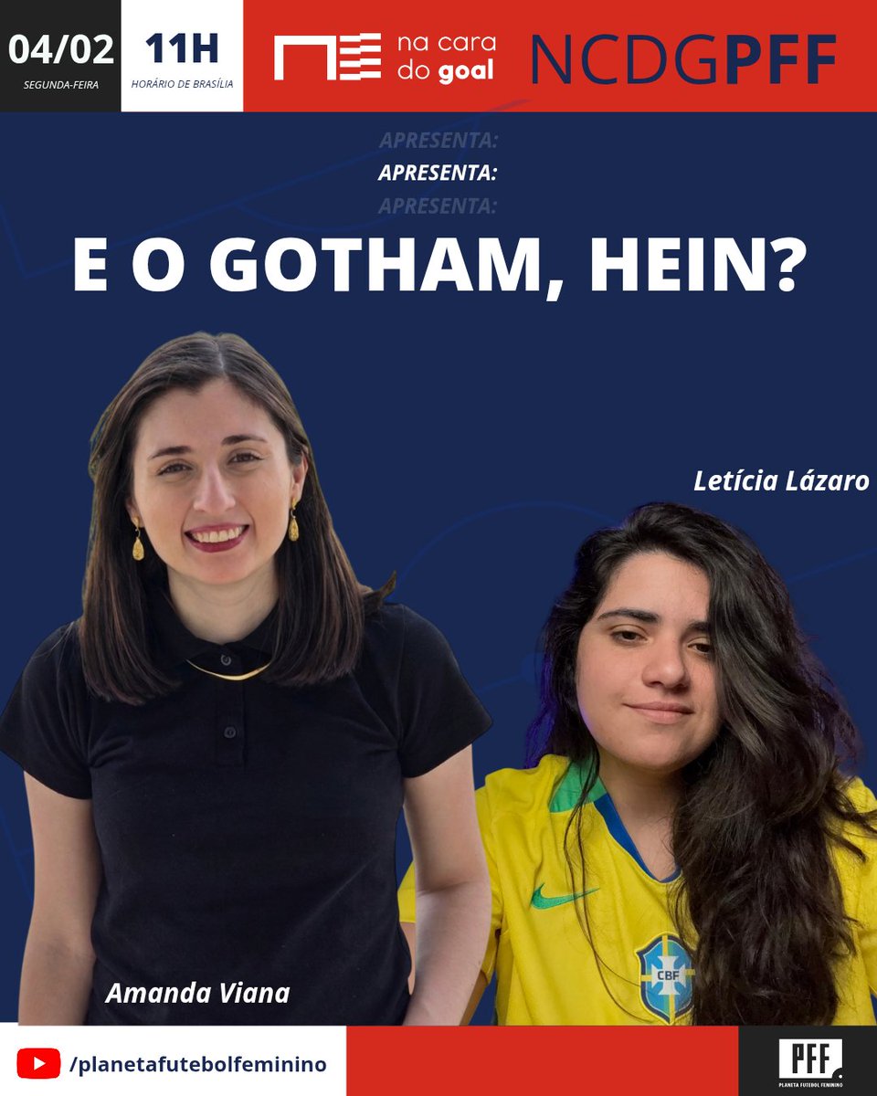 PFF_Oficial's tweet photo. 🇺🇲🎙| NA CARA DO GOAL

Nesta quinta (05), @amandavsilva e @leticialazaroa estarão ao vivo no YT do @PFF_Oficial, às 11h, com o @NaCaraDoGOAL! No cardápio: a participação do Gotham na Copa das Campeãs, a renovação de Trinity Rodman, aposentadoria de Crystal Dunn...

Link abaixo 👇 https://t.co/PynW88Ena3