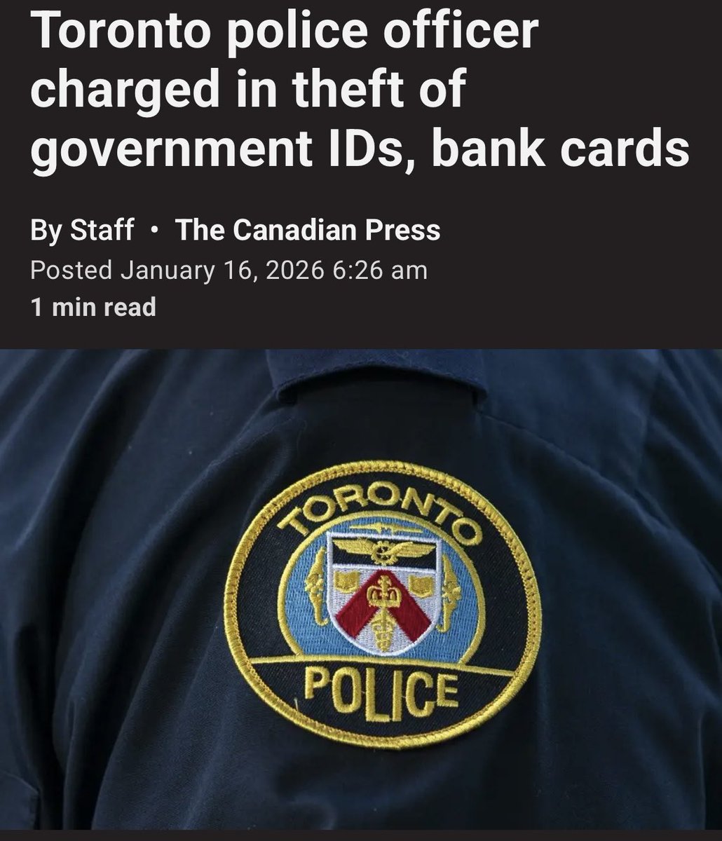 KavitaAlguMD's tweet image. At least 7 @TPSOperations officers have been arrested for involvement in organized crime, with one of the charges being conspiracy to commit murder. 

Just 2 weeks ago another TPS officer was charged with stealing IDs and bank cards while at work. He is on paid leave.