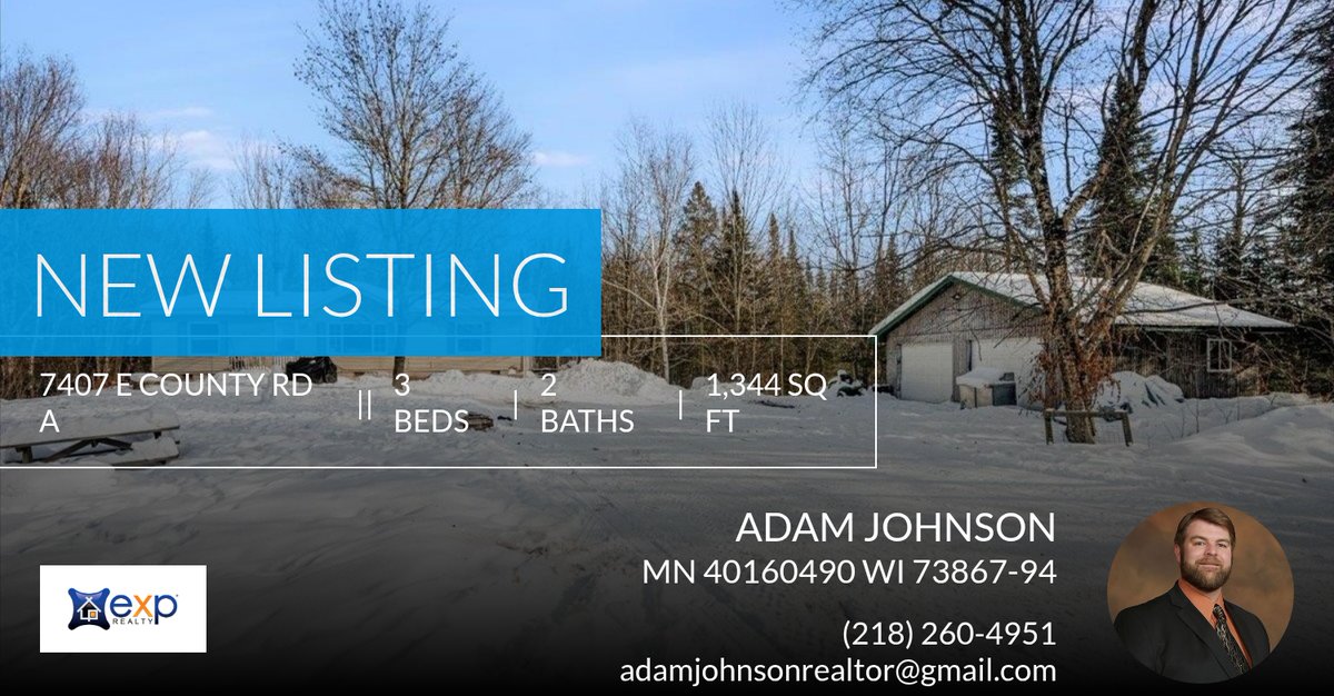 superiorman01's tweet photo. 📍 New Listing 📍 Take a look at this fantastic new property that just hit the market located at 7407 E County Rd A in Solon Springs. Reach out here or at (218) 260-4951 for more information

Your friend in Real Estate! https://t.co/r8W74T5Yzf https://t.co/6oEghTvQ8J