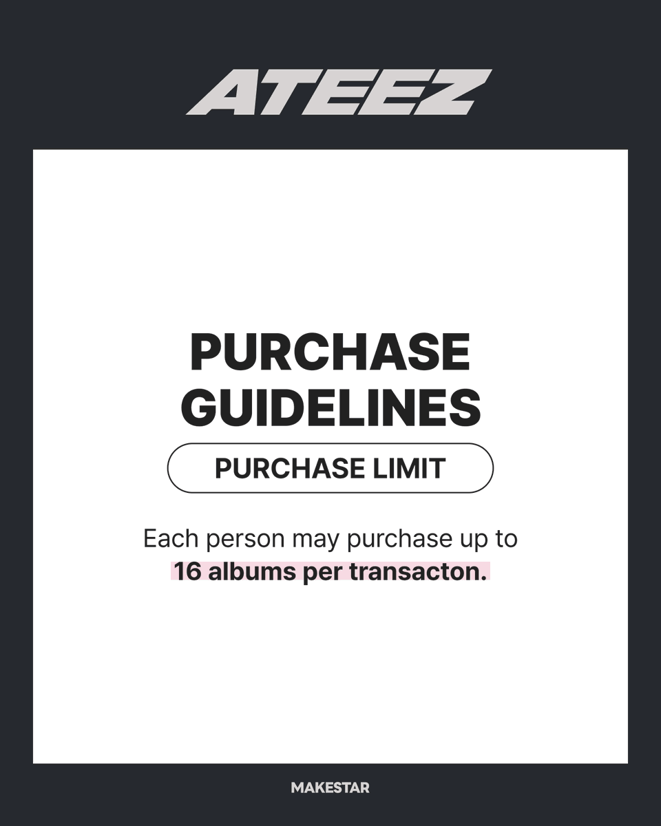 MAKESTAR_GLOBAL's tweet photo. 🖤 ATEEZ 13TH MINI ALBUM [GOLDEN HOUR : Part.4](POCAALBUM) LUCKY DRAW EVENT  🎉

ATINYs, this is NOT a drill! 🏴‍☠️ Get ready for ATEEZ's Global Lucky Draw event, only at MAKESTAR & our partner stores.✨

📍 Offline: 17 stores across 5 countries (🇺🇸🇬🇧🇫🇷🇦🇺🇩🇪)
👉 Full list of stores: https://t.co/54VMh40VXS
📢 Note: Event schedules may vary by region. Please check each local partner's channel for the latest daily updates. 
🌐 Online: https://t.co/zTI6VVkMvN

✨ MAKESTAR Exclusive Rewards:
✔ Exclusive Selfie PC 1 - Pat Pat Ver. (Total 8 types)
✔ Exclusive Selfie PC 2 - KITTYZ Ver. (Total 8 types)
✔ Exclusive Unit PC (Total 4 types)

Make sure to secure yours and cherish the moment! ⏳✨

@ATEEZofficial 
#ATEEZ #에이티즈 #GOLDENHOUR_Part4 #MAKESTAR #LuckyDraw #POCAALBUM #ATEEZ_LuckyDraw #Kpop