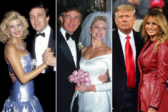 💏Donald Trump – dating/Relationship History 👇

1. Ivana Trump (1977–1990)💍 
2. Marla Maples (1993–1999)💍
3. Melania Trump (2005–Present)💍
4. Karen McDougal (Reported mid-2000s)
5. Stormy Daniels (Alleged 2006)
6. Mary Young (Early 2000s)
7. Maureen Gallagher (Late 1990s)
8.