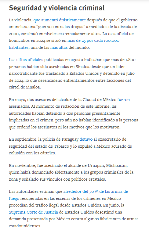 MLopezSanMartin's tweet photo. El duro informe de @hrw_espanol sobre México:

-Retrocesos democráticos heredados del sexenio anterior
-Tasa de más de 25 homicidios por cada 100 mil habitantes
-Más de 130 mil personas desaparecidas
-Impunidad generalizada
-Acceso limitado a la información pública https://t.co/Gel2bhQtvg