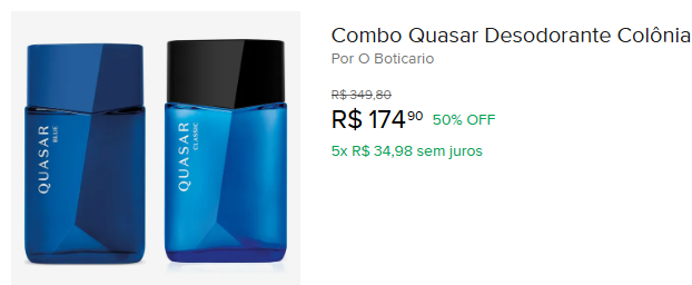 PromosJao's tweet photo. COMBO NO PRECINHO

Combo Quasar Desodorante Colônia: Classic 100ml + Blue 100ml

Por 174,90

https://t.co/9hLrki6QsW

#mercadolivre #perfume #meli https://t.co/jbe0bqTg9w