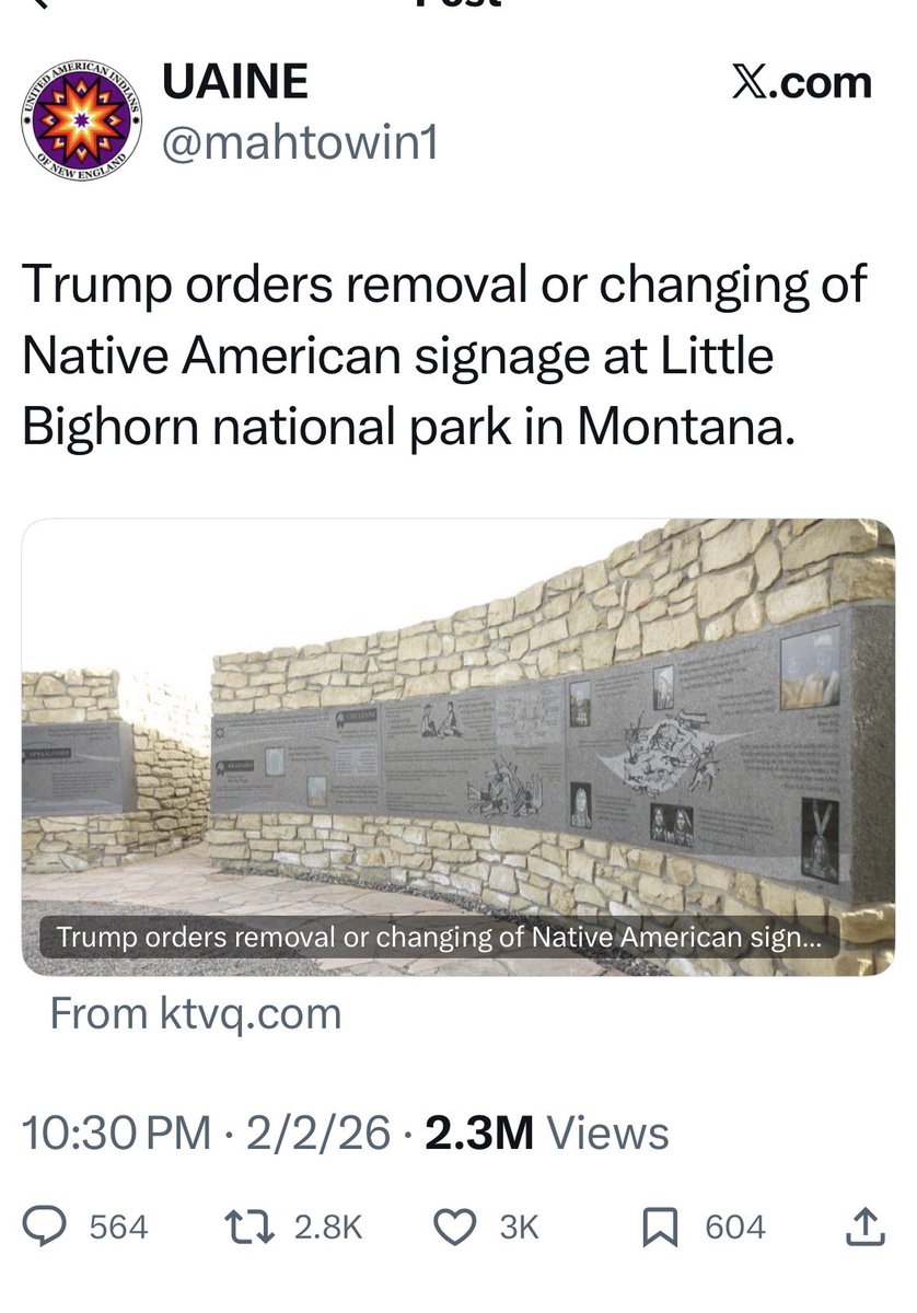 This is despicable.

Montana does not support federal interference that erases or diminishes Indigenous history at Little Bighorn — or any federal site in our state.

Little Bighorn is sacred ground. Native history there is not political — it is foundational. Tribal nations are