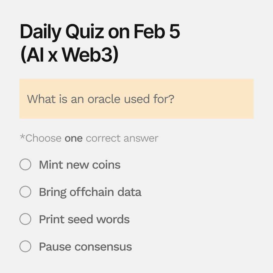 🔍 Need a Hint for Today’s Quiz?

Trust-minimized bridges feeding external state into deterministic execution environments onchain.