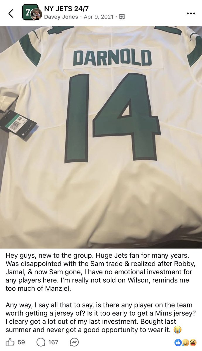 Found an old facebook post following the Darnold trade. Still have the jersey with the tags. Probably gonna pop them this weekend. 

(unless the <a href="/Seahawks/">xz* - Seattle Seahawks</a> want to make a trade 🥲)