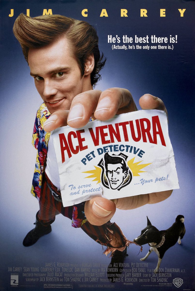FilmNewsNos's tweet photo. 🎬MOVIE HISTORY: 32 years ago today, February 4, 1994, the movie ‘Ace Ventura: Pet Detective’ opened in theaters!
#JimCarrey #CourteneyCox #SeanYoung #ToneLoc #DanMarino #JohnCapodice #NobleWillingham #TroyEvans #RaynorScheine #UdoKier #AliceDrummond #MarkMargolis #TomShadyac https://t.co/SCrXURR8iW