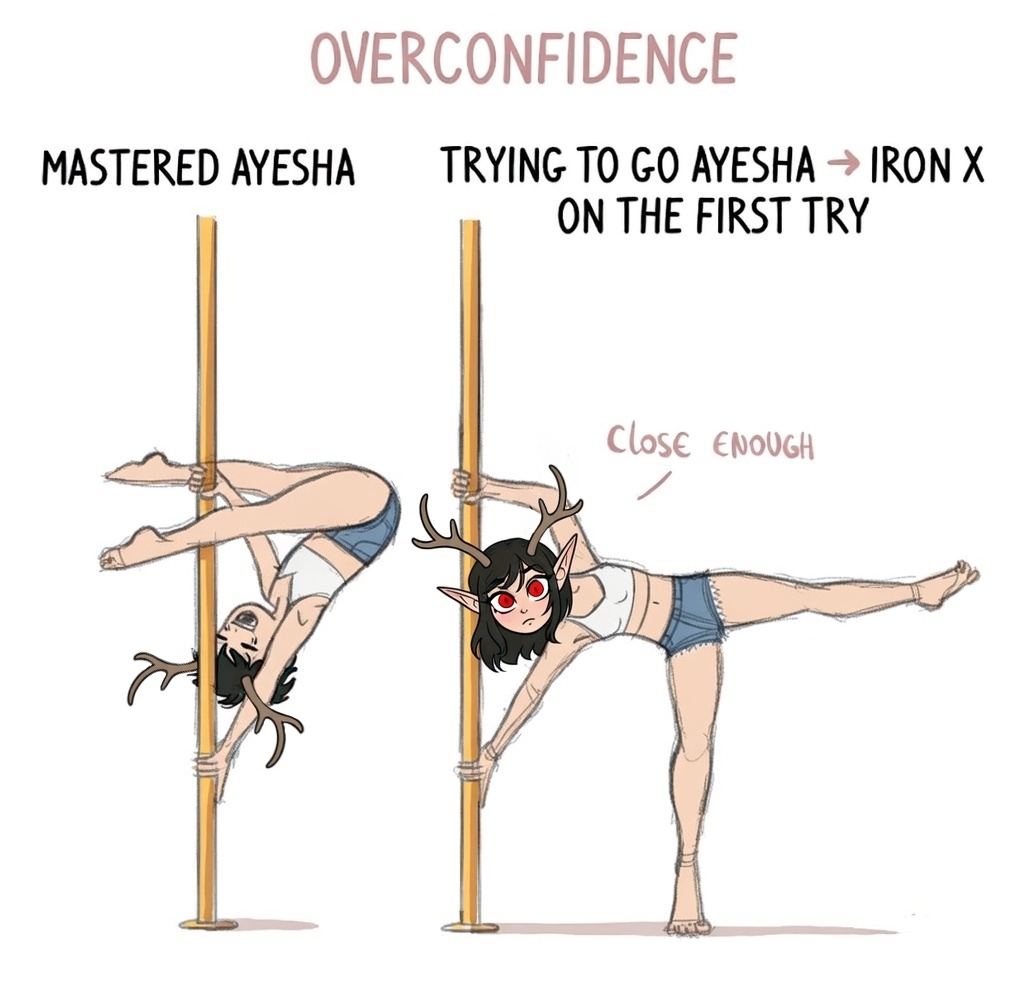 UseBackdoorOnly's tweet photo. POV: Your ego vs reality 💀
Mastered Ayesha ✅
First try Iron X? … ❌
 "Close enough" should be my motto. Pole dancer logic 101
#PoleFail #OverconfidentPole https://t.co/Ux0r2cLUMz