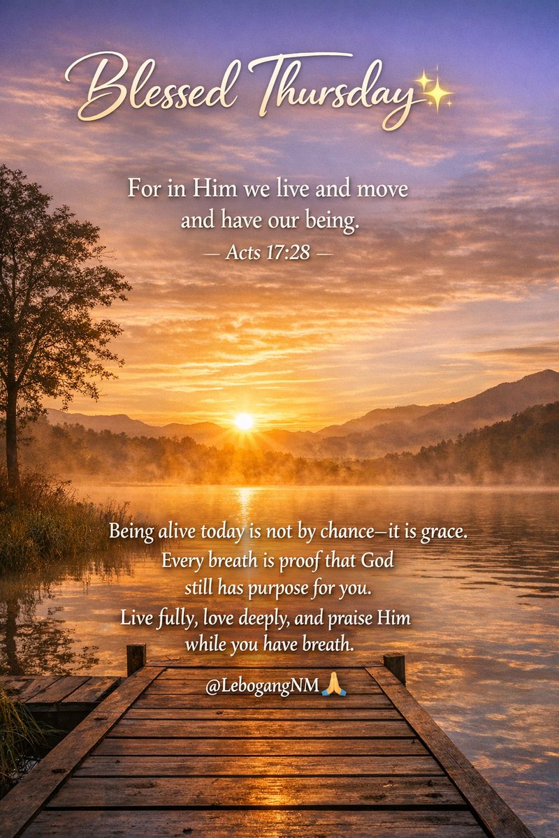 Heavenly Father, 
Thank You, for the gift of life. Thank You, for waking me up today and sustaining me with Your grace. Help me to live this day with gratitude, purpose, and faith. Let my life glorify You in all that I do.
In Jesus' name, Amen🙏🏼

Good morning☕️💚