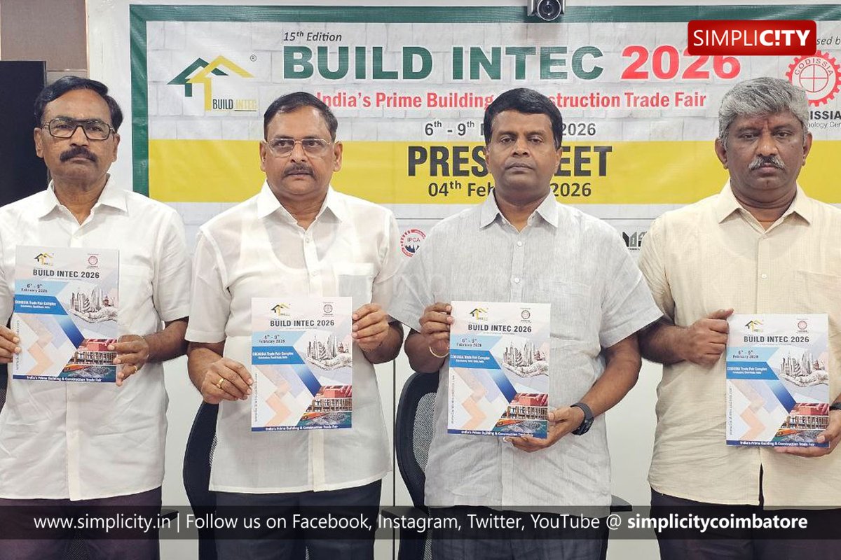 simplicitycbe's tweet image. #photostory

BUILD INTEC 2026 is Coming to Codissia! Feb 6-9 📅 Construction &amp;amp; Building Materials Expo 🔨

பில்ட் இன்டெக் 2026 கொடிசியாவில்! பிப்ரவரி 6-9 📅 கட்டுமானம் &amp;amp; கட்டிடப் பொருட்கள் கண்காட்சி 🔨

#BuildIntec2026 #ConstructionExpo #BuildingMaterials #BuildingMaterials