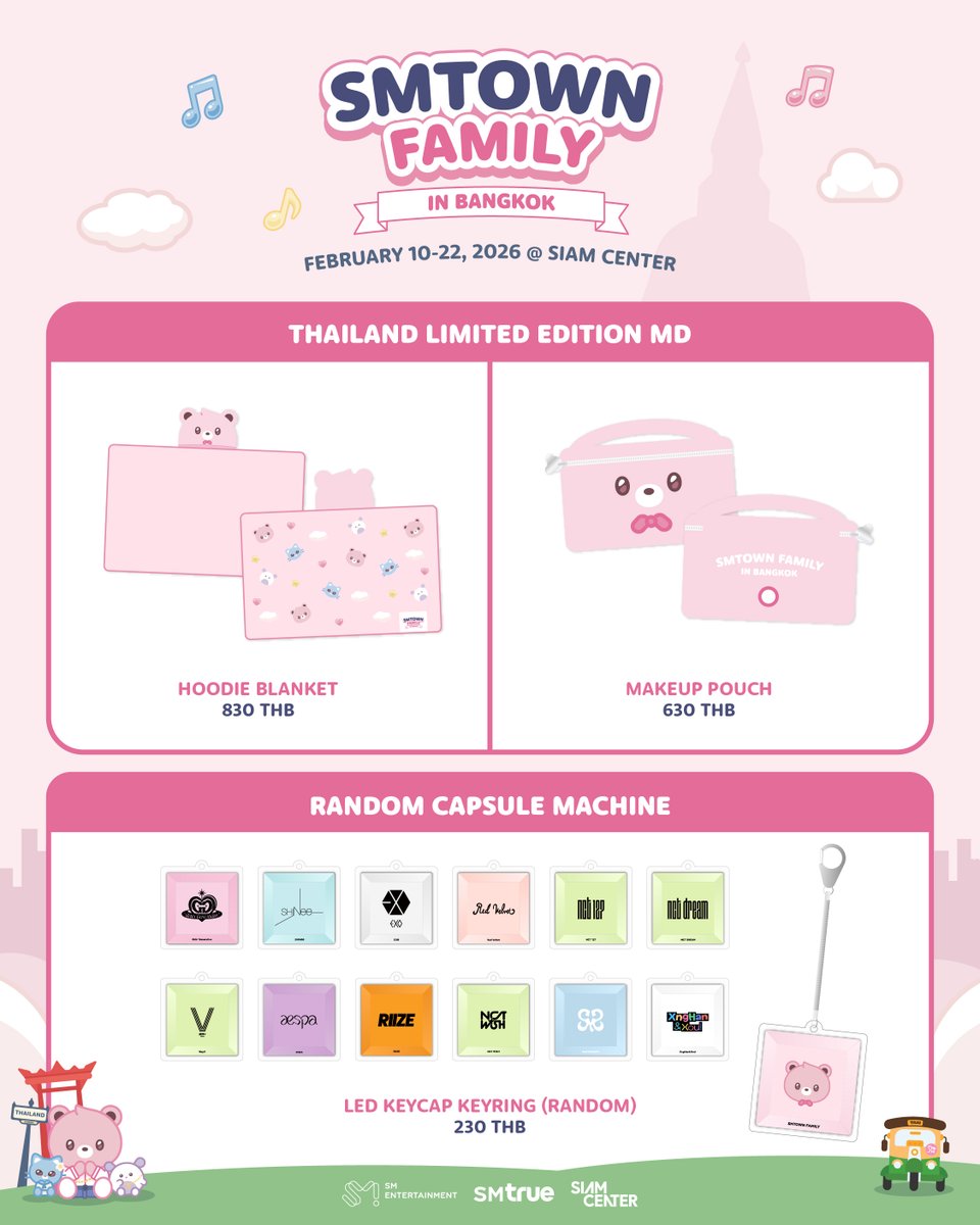 SMTrueThailand's tweet image. 💝 รายการสินค้า THAILAND LIMITED EDITION MD และ OFFICIAL MD 💝
⠀
𝗦𝗠𝗧𝗢𝗪𝗡 𝗙𝗔𝗠𝗜𝗟𝗬 𝗜𝗡 𝗕𝗔𝗡𝗚𝗞𝗢𝗞 𝗣𝗢𝗣-𝗨𝗣
⠀
💗 วันและเวลาทำการ :
⠀
⠀⠀ 10 กุมภาพันธ์ 2569 (อังคาร)
⠀⠀ 🕚 เวลา 11:00 ~ 21:30 น. เท่านั้น
⠀
⠀⠀ 11 กุมภาพันธ์ 2569 (พุธ) ~ 22 กุมภาพันธ์ 2569…