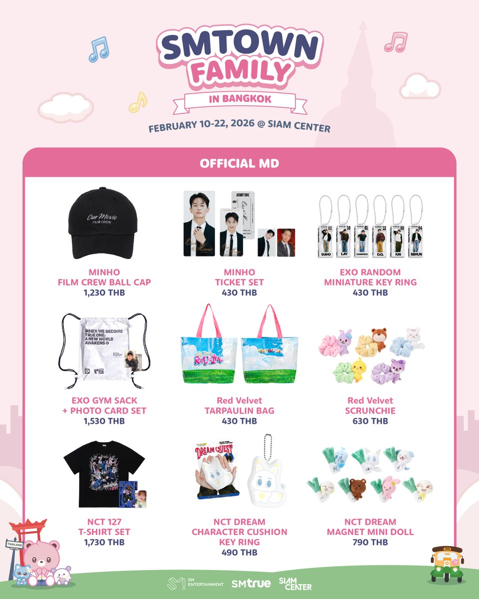 SMTrueThailand's tweet image. 💝 รายการสินค้า THAILAND LIMITED EDITION MD และ OFFICIAL MD 💝
⠀
𝗦𝗠𝗧𝗢𝗪𝗡 𝗙𝗔𝗠𝗜𝗟𝗬 𝗜𝗡 𝗕𝗔𝗡𝗚𝗞𝗢𝗞 𝗣𝗢𝗣-𝗨𝗣
⠀
💗 วันและเวลาทำการ :
⠀
⠀⠀ 10 กุมภาพันธ์ 2569 (อังคาร)
⠀⠀ 🕚 เวลา 11:00 ~ 21:30 น. เท่านั้น
⠀
⠀⠀ 11 กุมภาพันธ์ 2569 (พุธ) ~ 22 กุมภาพันธ์ 2569…