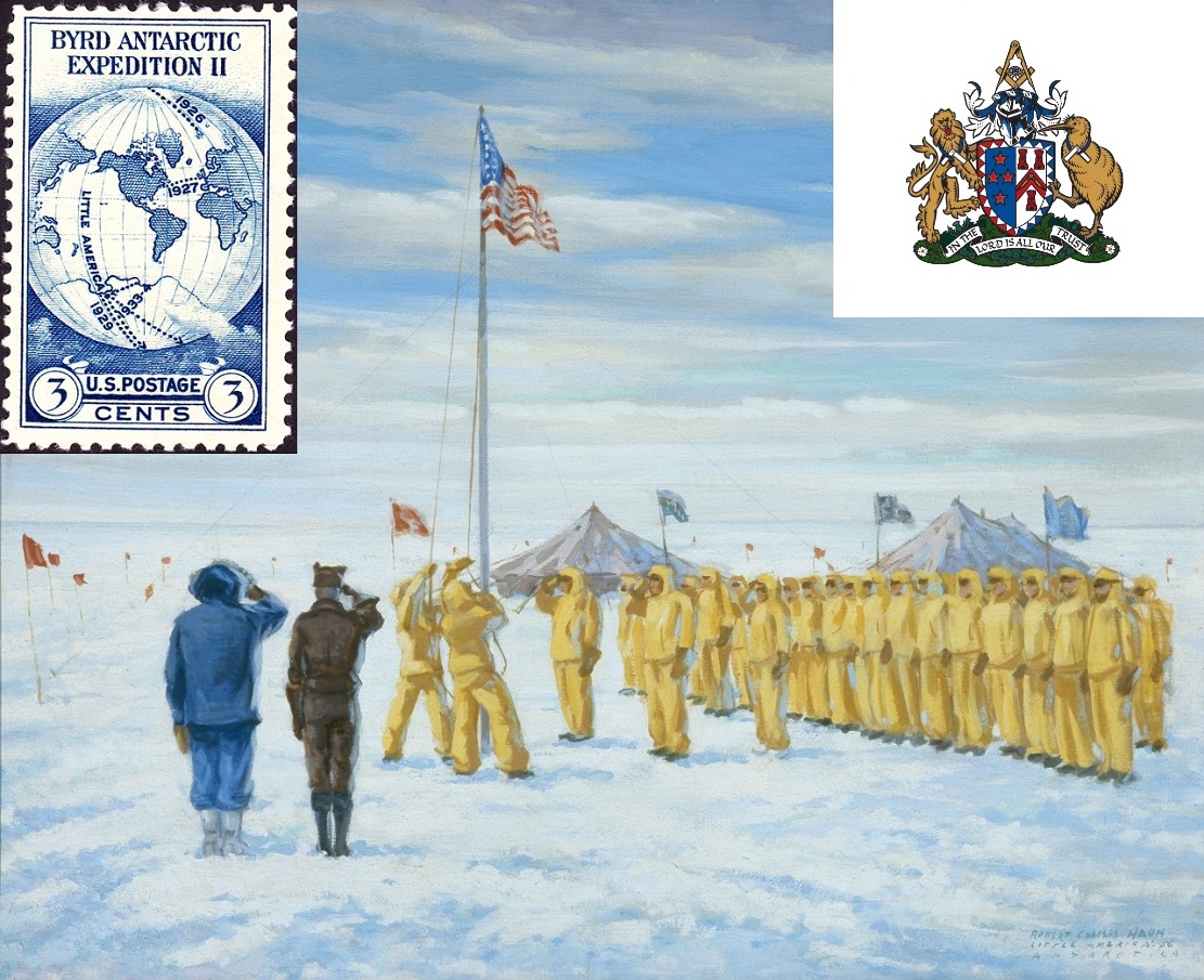 #AccaddeOggi #5febbraio 1935; l'Ammiraglio Richard E. #Byrd innalza le colonne della prima Antarctic Lodge No. 777 della Gran Loggia della Nuova Zelanda durante la spedizione americana all'Antartide del 1933-35, in cui 60 degli 82 membri della missione erano Massoni. #Massoneria