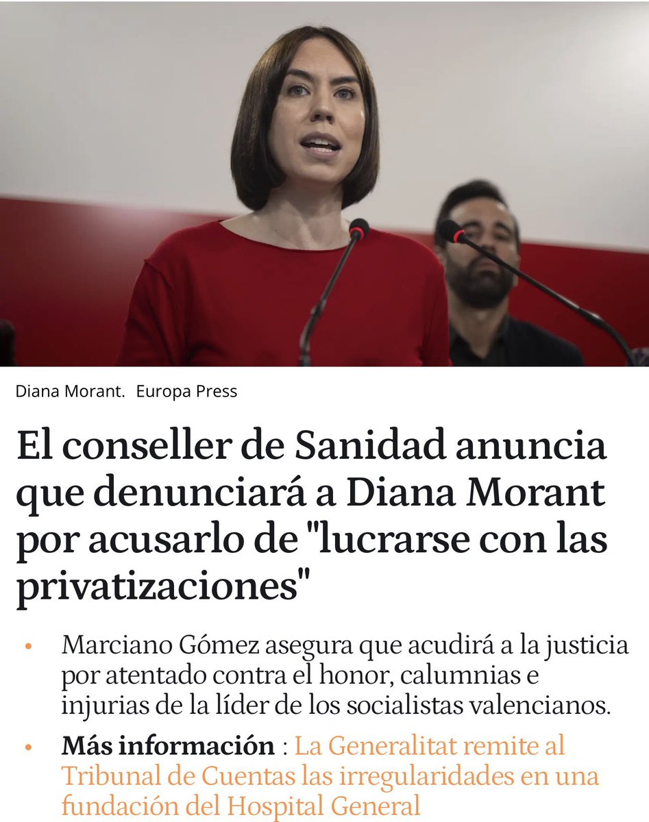 El conseller de Sanidad anuncia que denunciará a Diana Morant por acusarlo de "lucrarse con las privatizaciones"