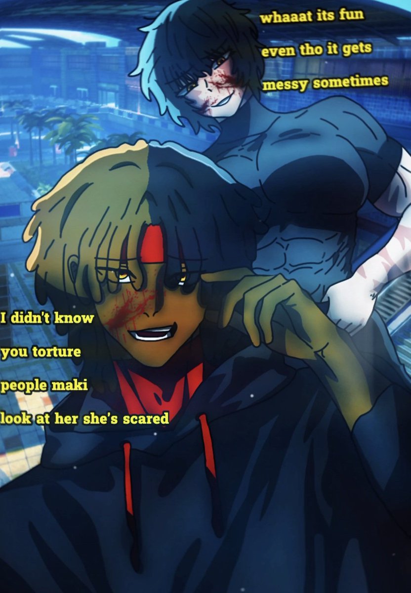 YutaMeshi81544's tweet photo. Me and maki torture a zenin for information i loved making art bruh #art #artist #artistcommunity #jjk #JujustuKaisen #makizenin #fypviraltwitter #search https://t.co/5OxP7UWcOF