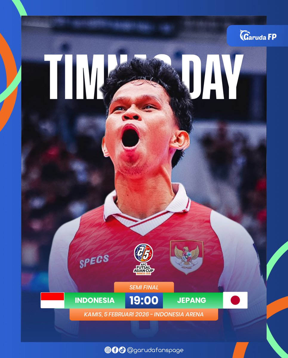 Indonesia 🇮🇩 akan menghadapi Jepang 🇯🇵 pada laga semifinal piala asia futsal malam ini

Terakhir kali Indonesia 🇮🇩 bertemu Jepang 🇯🇵 di piala asia futsal saat edisi 2022 lalu, saat itu Indonesia 🇮🇩 takluk dengan skor 2-3 di babak Quarter Final

#timnas #timnasday #timnasindonesia