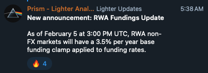 Lighter has just decreased funding rates by 66% 🤯

Going long RWAs for a whole YEAR on Lighter is now probably cheaper than the fees you pay for a swap on Coinbase