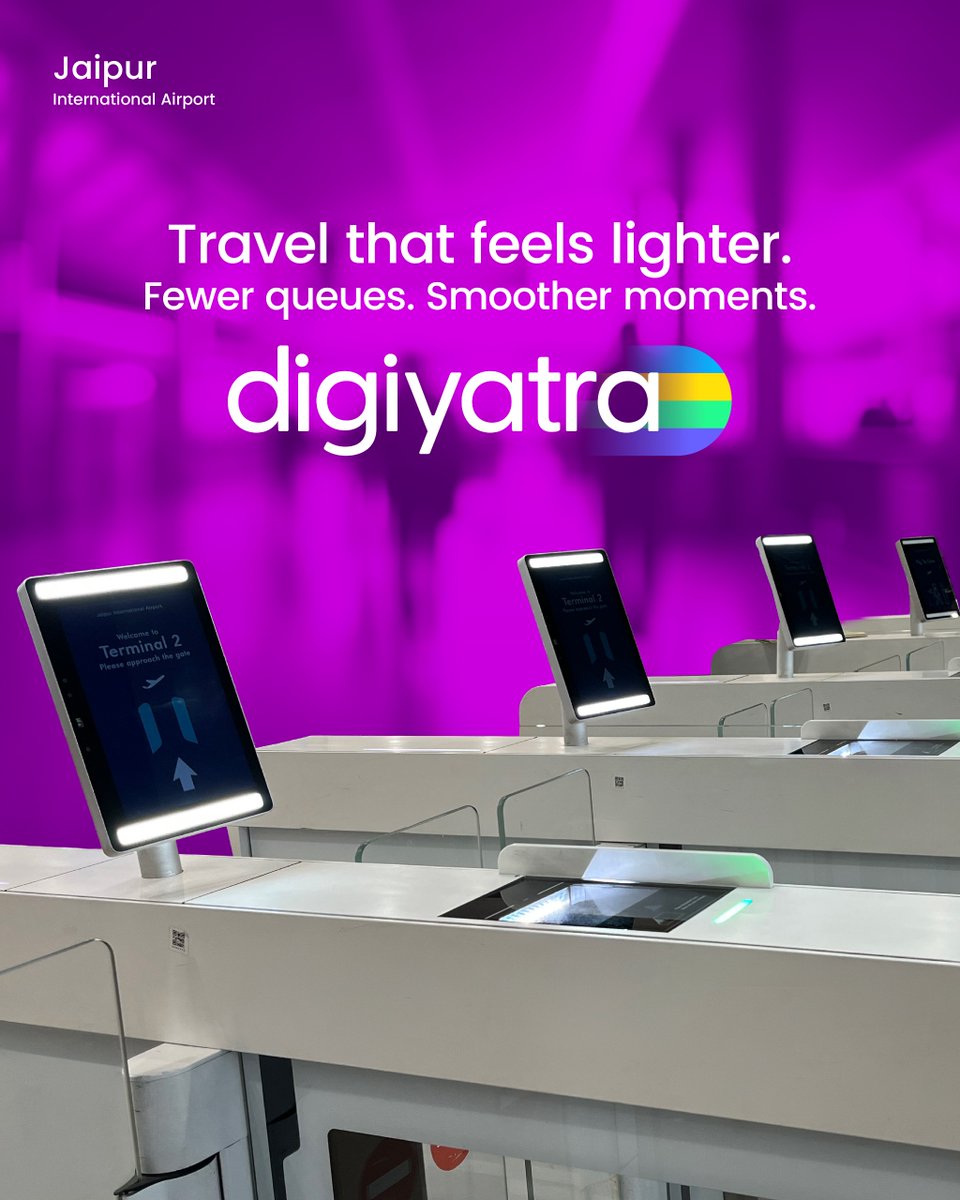 Jaipur_Airport's tweet image. DigiYatra at #JaipurInternationalAirport makes travel simpler and more seamless.

With a quick face scan, passengers can move through the terminal with ease.

#DigiYatra #PassengerExperience #JaipurAirport