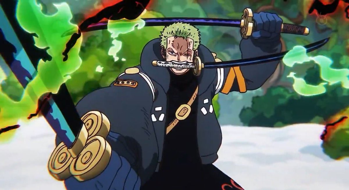 the fact every fanbase understands king of hell more than zoro fans do is very sad. 

green flames are to show zoros “king of hell” form. if you argue this you’re braindead