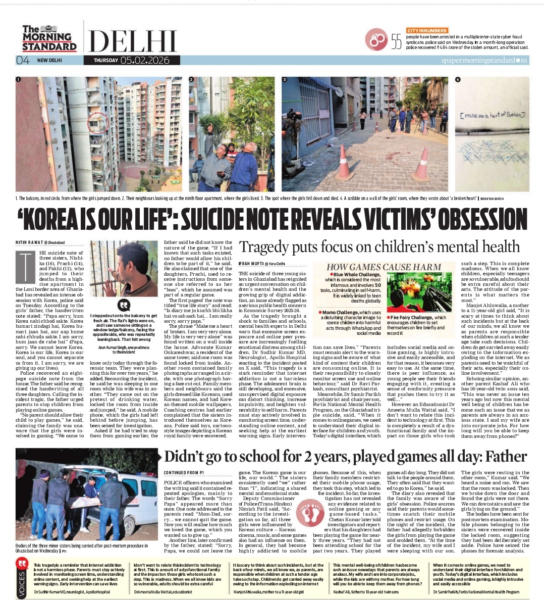 TheMornStandard's tweet photo. The deaths of three girls in Ghaziabad are not just a crime story, they are a warning. Children’s mental health is in crisis. Silence, stigma and lack of support are costing lives. Schools, families and the state must act now. Read the stories here 
@NewIndianXpress @santwana99 https://t.co/2KTRSUWfSL