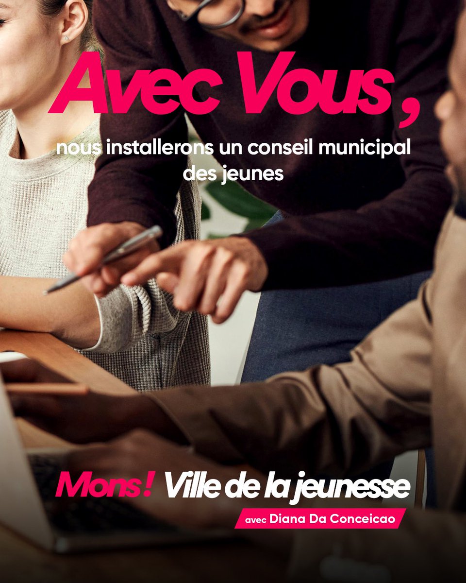 ☑️ Mons, ville de la Jeunesse 

AVEC VOUS ⤵️

👥 Avec Diana Da Conceiçao, nous associerons les jeunes monsois de 12 à 25 ans sur les sujets qui les concernent par la création d’un conseil municipal des #jeunes. 

#monspourvousavecvous #monsenbaroeul #jeunesse #Municipales2026