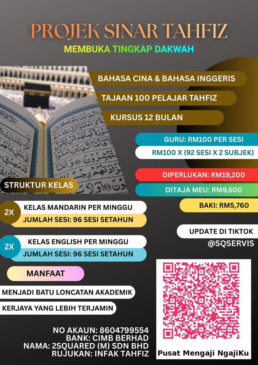 tattyhassan's tweet photo. Korang kalau nak infak kan, bagus untuk budak tahfiz

Diorang ni otak memang padu betul. Kelas MEU ni ada buat slot infak untuk Budak Tahfiz belajar English and Chinese

Good initiative, sebab career diorang mostly limited. Jom tolong sikit-sikit 😊 https://t.co/EYfmyUOnj6